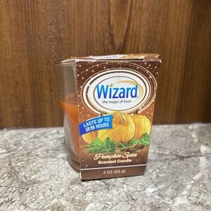 Vintage Rare Wizard 3 oz Pumpkin Spice‎ Candle Orange Glass